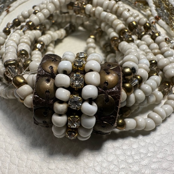 multi strand, beaded necklace, silver gold, with matching bracele - Picture 11 of 17